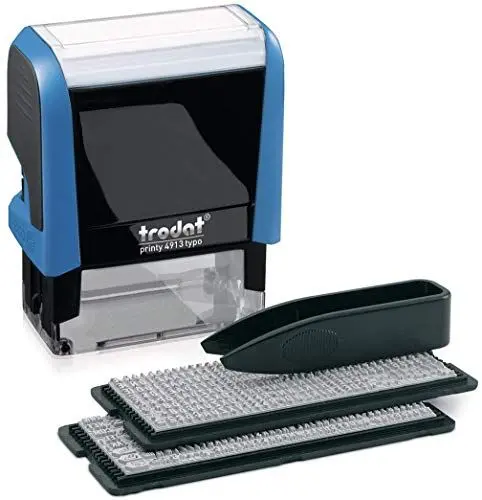 Produktbild: Trodat – Printy 4913 Typo Stempel zum selber Setzen von Text – selbstfärbender Stempel als Bürostempel, Adressstempel, Namensstempel & Co (58 x 22 mm | 5 Zeilen | Schwarz)