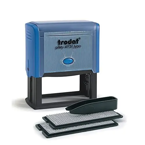Produktbild: Trodat – Printy 4931 Typo Stempel zum selber Setzen von Text – selbstfärbender Stempel als Bürostempel, Adressstempel, Namensstempel & Co (70 x 30 mm | 6 Zeilen | Schwarz)
