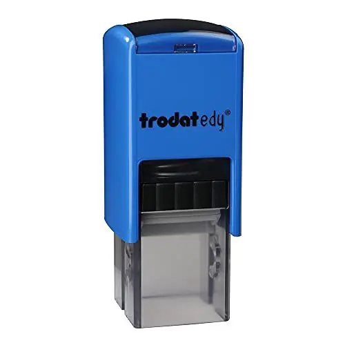 Produktbild: Trodat edy FIX Motivationsstempel für Lehrer und Pädagogen, Stempelset zum Motivieren – 1 Motiv Faultier LASS DICH NICHT HÄNGEN, Deutsch, Gehäuse Blau, Abdruck Blau, Selbstfärbend, 20 x 20 mm
