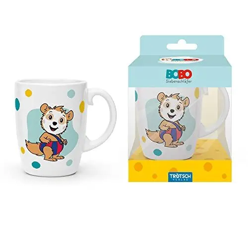 Produktbild: Trötsch BOBO Siebenschläfer Kindertasse blau Geschenktasse aus Porzellan: Kindergeschirr Tasse Porzellan Geschenk Geschenkidee Kinder Lieblingstasse