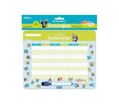Produktbild: Trötsch Der kleine Maulwurf Stundenplan abwischbar: Lehrplan Studienplan Schulwochenplan