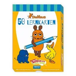 Produktbild: Troetsch Die Maus Lernkarten schreib und wisch weg 50 Karten mit Stift und Schwamm: Übungskarten Lernspiel Vorschule Grundschule