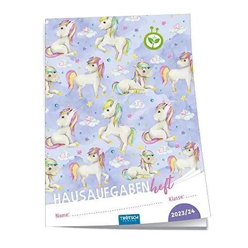 Produktbild: Trötsch Jahresbezogenes Hausaufgabenheft Einhorn 23/24: Planer Schülerkalender Hausaufgabenheft Timer für die Grundschule (Hausaufgabenheft: jahresbezogen)