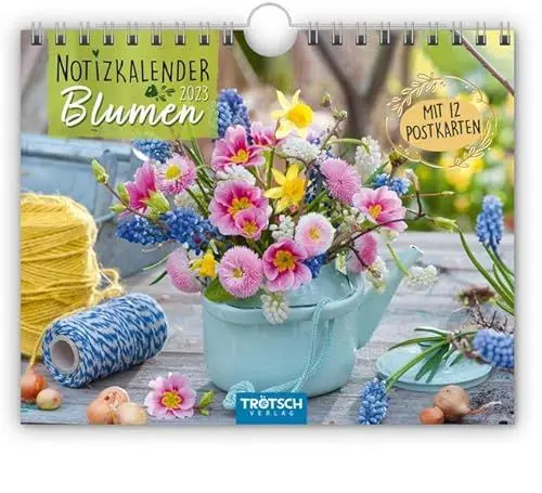 Produktbild: Trötsch Notizkalender Querformat Notizkalender Blumen 2024 - mit 12 Postkarten: Wandkalender Notizkalender