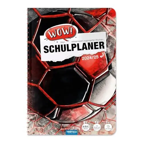 Produktbild: Trötsch Schulplaner WOW Fussball 24/25: Planer Schülerkalender Hausaufgabenheft Timer