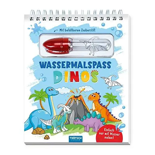 Produktbild: Trötsch Wassermalspaß mit Zauberstift Dinosaurier: Malblock mit nachfüllbarem Wassermalstift Ausmalblock Zauberstift Wasser Dinosaurier Malspaß Bilder ... (Dinosaurierwelt: Alles rund um die Dinos)