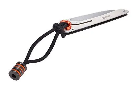 Produktbild: TROIKA Taschenmesser – KNF80/BK – zum Ausklappen – EDC - Outdoor– Feststellfunktion – Nylonband zur Befestigung – 420 Edelstahl, Nylon – orange, schwarz Original