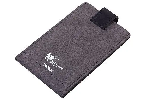 Produktbild: TROIKA VELVET SAFE – CCC20/GY – Kreditkartenetui – Schlaufe zum Herausziehen – Ausleseschutz für Kredit- und Bankkarten, Personalausweis (Karten mit RFID- / NFC-Chip) – 2 Fächer – TROIKA-Original