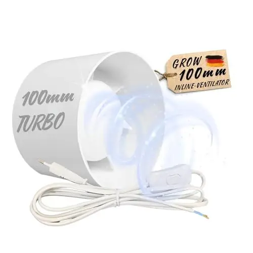 Produktbild: TronicXL 100mm Grow Lüfter Zuluft Abluft Inline Ventilator mit Kabel Stecker Schalter 230V für Steckdose Kanal Abluftventilator Rohrlüfter für Homebox Growbox Growschrank Set Belüftung Grower