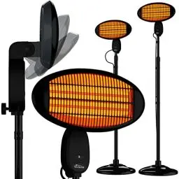 Produktbild: Tronitechnik® Infrarot Heizstrahler 2000 Watt Standheizer Terrassenheizer Terrassenstrahler Wärmestrahler für die Terrasse, Wickeltisch-Strahler, schwarz, Innen & Außen, höhenverstellbar, neigbar