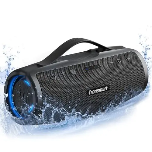 Produktbild: Tronsmart Mirtune S100 Bluetooth Lautsprecher, IPX7 wasserdicht, 5.3 Bluetooth, 20 Stunden Lange Akkulaufzeit Outdoor Party Lautsprecher, geeignet für Strand, Outdoor, und andere Szenen （Schwarz）