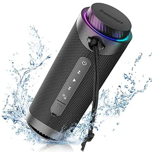 Produktbild: Tronsmart T7 Bluetooth Lautsprecher, LED-Leuchten und IPX7-Wasserschutz, Kraftvoller Bass mit 360 ° High-Fidelity-Stereo-Sound, kabelloser Outdoor-Lautsprecher mit EQ für Partys, Reisen