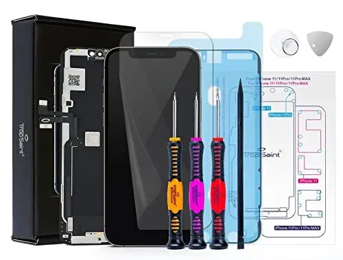 Produktbild: Trop Saint® Display OLED Für iPhone 11 Pro Schwarz - Bildschirm mit Magnetische Schraubekarte, Werkzeug, Dichtung Wasserdicht und Bildschirmschutzfolie
