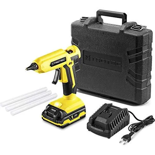 Produktbild: TROTEC Akku Heißklebepistole PGGS 10-20V inkl. 3 Heißklebesticks (Ø 11 mm, Länge: 150 mm), 20 V starker Lithium-Ion-Akku und Schnellladegerät