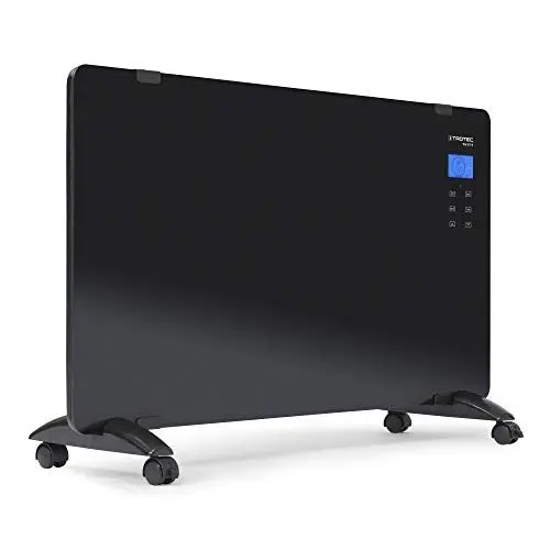 Produktbild: TROTEC Glaskonvektor Elektroheizung TCH 2011 E – Heizleistung 1000 W / 2000 W – Elektrische Heizung mit Thermostat, Timer-Funktion, energiesparend, schwarz