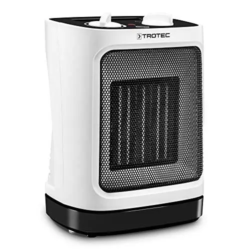 Produktbild: TROTEC Keramik Heizlüfter TFC 17 E – Heizleistung 1200 W / 2000 W – Elektroheizung mit Thermostat, Raumgröße 24 m² bis 60 m³, Oszillationsfunktion 60°