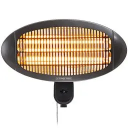 Produktbild: TROTEC Terassenheizstrahler Infrarot IR 2000 S – Heizleistung 650 W / 1300 W / 2000 W – Standgerät, Wandmontage, inkl. Fernbedienung Schwarz