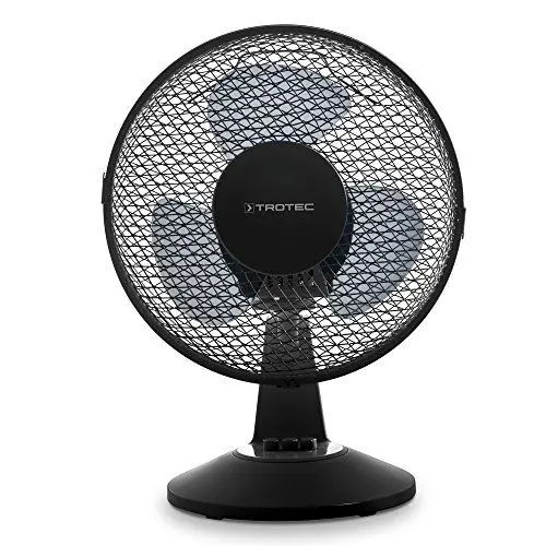 Produktbild: TROTEC Tischventilator TVE 11, geräuscharmer Ventilator, 25 Watt, 2 Gebläsestufen, 80°-Oszillation, 23 cm Flügeldurchmesser, stabiler und kippfester Standfuß, schwarz