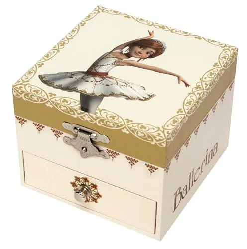 Produktbild: Trousselier 6260703 Musikspieldose für Kinder, Ballerina, nachtleuchtend, Schmuckschatulle mit ausziehbarer Schublade, Schmuckkästchen, Aufbewahrung
