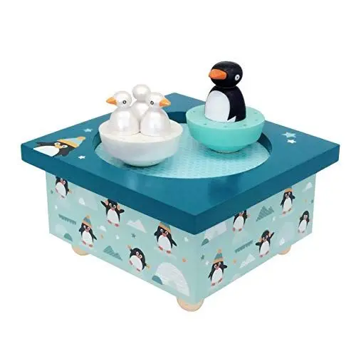 Produktbild: Trousselier 6295008 Spieluhr mit tanzenden Figuren für Kinder, Pinguine, magnetisch, Musikbox, Musikspieluhr
