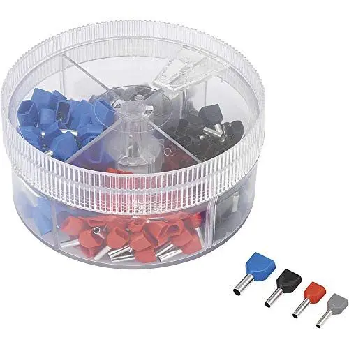 Produktbild: TRU Components 739884 Zwillings-Aderendhuelsen-Sortiment 0.50mm² 2.50mm² Grau, Rot, Schwarz, Blau
