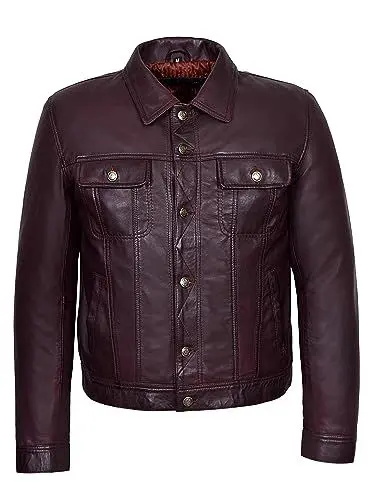 Produktbild: Trucker Oxblood 1280 Herren-Westernjacke, echtes weiches Echtleder, 1280, Oxblood, XXL