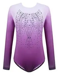 Produktbild: trudge Kinder Turnanzug Gymnastikanzug Mädchen Leotard Langarm Ärmellos Trikot Training Dancewear Gymnastikbody Tanzbekleidung Wettkampf 3-12 Jahre, 2_Lila, 140
