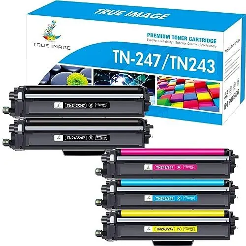 Produktbild: TRUE IMAGE TN-243CMYK TN247 Kompatibel als Ersatz Toner für Brother MFC L3750CDW TN-243 TN-247 TN243 MFC-L3750CDW DCP-L3550CDW MFC-L3770CDW HL-L3210CW HL-L3230CDW MFC-L3710CW MFC-L3730CDN 5er-Pack