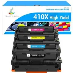 Produktbild: True Image Kompatibel Toner als Ersatz für HP 410 410A 410X CF410X CF410A Color Laserjet Pro MFP M477fdw M477fdn M377dw M477fnw M452dn M452dw M452nw M452 M477 M377 - Schwarz Cyan Gelb Magenta 4er-Pack
