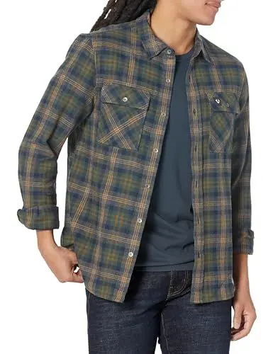 Produktbild: True Religion Brand Jeans Herren Triple Needle Plaid Langarm Hemd, Bronzegrün, Klein
