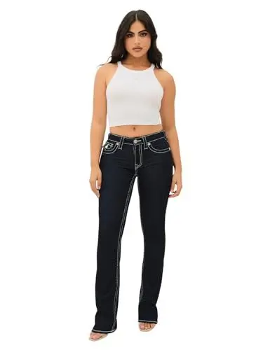 Produktbild: True Religion Damen Becca Mr Boot Cut Big T Flap Jeans, Körperspülung, 25