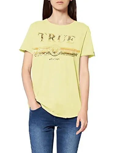 Produktbild: True Religion Damen Crew Tshirt Sequin T-Shirt, Gelb (Lemon 7400), 40 (Herstellergröße: L)