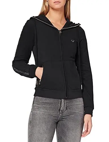 Produktbild: True Religion Damen Hooded JKT Rhinestones Kapuzenpullover, Schwarz (Black 1001), 34 (Herstellergröße: XS)