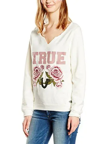 Produktbild: True Religion Damen Sweater True Roses Sweatshirt, Weiß (Milky White 1703), 36 (Herstellergröße: S)