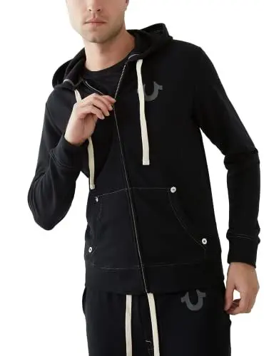 Produktbild: True Religion Herren Boeddha logo met ritssluiting Kapuzenpulli, Schwarz, M EU