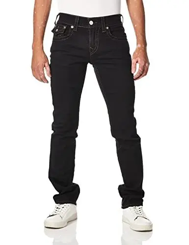 Produktbild: True Religion Herren Ricky Big T Straight Leg with Back Flap Pockets Jeans, Body Spülung Schwarz, 46W / 34L