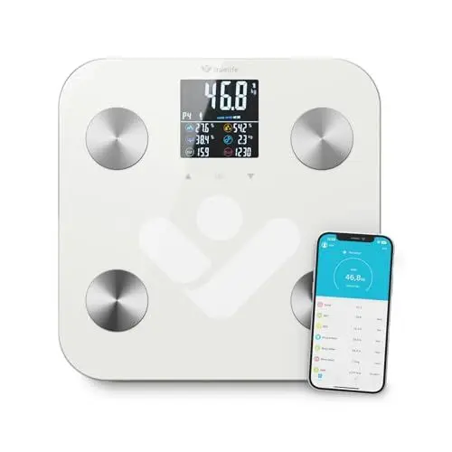 Produktbild: TrueLife FitScale W6 BT Personendiagnostische Bluetooth-Waage, Messung mit bioelektrischer Impedanzanalyse, 19 messbare Körperindizes, farbiges LCD-Display, bis zu 8 Benutzer, mobile App