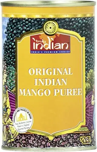 Produktbild: TRULY INDIAN Mango-Püree - Indisches, gezuckertes Obst-Püree für Desserts und Saucen - 1 x 450 g