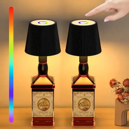 Produktbild: TRUMPETS LED Flaschenlampe Aufladbar Doppelleuchtmittel USB-C Dimmbare 3 Farbmuster IP54 Wasserdicht Touchgesteuerte Stimmungslicht für Innen und Außen Restaurant & Bar