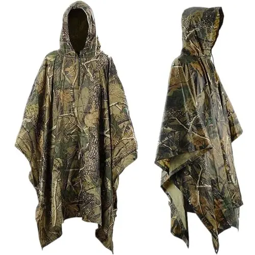 Produktbild: TRUSBEE Wasserdichter Regenponcho, Leichter regenschutz Regencape, 3 in 1 wiederverwendbarer Regenmantel Regenjacke für Fahrrad Wandern, Camping, Angeln- Herren & Damen (camouflage)