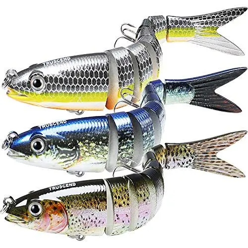 Produktbild: TRUSCEND Kunstköder Hecht, Angelköder Fische Angeln Set, Fisch Köder für Zander Barsch Forellen Wobbler Swimbait, Süßwasser Salzwasser Angelzubehör, Angeln Geschenk für Männer