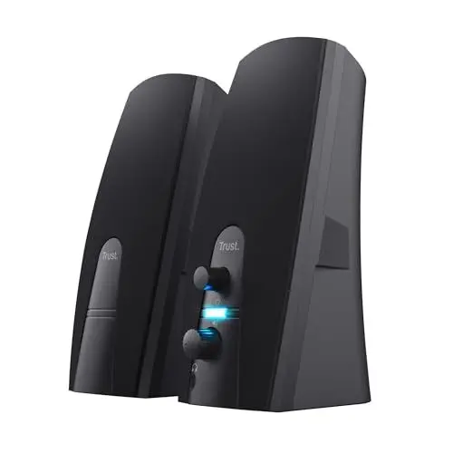 Produktbild: Trust Almo 2.0 PC Lautsprecher Set 10W, 3,5 mm AUX Klinke, Kompakte Größe, Lautstärkeregelung, USB-Betrieb Stereo Computer Boxen für PC, Laptop - Schwarz