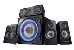 Produktbild: Trust Gaming 21738 GXT 658 Tytan 5.1 Surround PC Lautsprecher mit Subwoofer, Speakers mit LED Beleuchtung, Soundsystem für PC, Laptop, Konsole, TV, Schwarz, 180 W (90 W RMS)