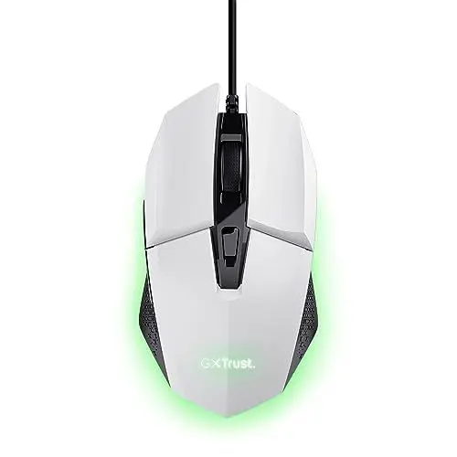 Produktbild: Trust Gaming GXT 109W Felox Gaming Maus mit 6 Programmierbare Tasten, Mehrfarbige LED-Beleuchtung, 200-6400 DPI, USB Kabel 150 cm, PC Maus mit Integrierte Software für Computer/Laptop - Weiß