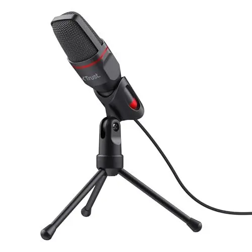 Produktbild: Trust Gaming GXT 212 Mico USB Mikrofon mit Ständer, 3,5 mm Stecker und USB-Adapter, 1,8 m Kabel, Plug & Play, Mikrofon PC für Computer, PS4, PS5, Streaming, Twitch, YouTube - Schwarz
