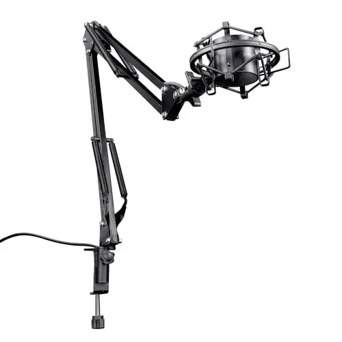 Produktbild: Trust Gaming GXT 253 Emita Mikrofon Arm, Mikrofonständer, Einstellbarer Tischarm, Integriertes 290 cm Kabel, Mic Stand, Elastische Halterung, Mikrofonarm für alle Gängigen Mikrofone - Schwarz