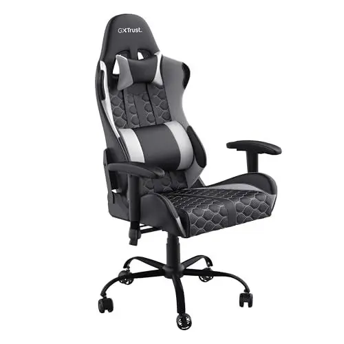 Produktbild: Trust Gaming GXT 708W Resto Gaming Stuhl, 360° Drehbar, Bürostuhl mit Abnehmbaren Kissen, Höhenverstellbarer Stuhl für Computer, Abschließbarer Stuhl – Weiß