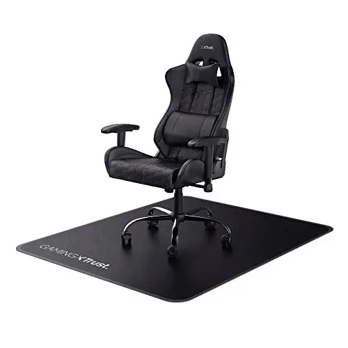Produktbild: Trust Gaming GXT 715 Bodenschutzmatte 99 x 120 cm, Stuhlunterlage für Gaming Stuhl & Bürostuhl, Unterlage für Hartböden, Schreibtischstuhl Unterlage aus Robustem Material – Schwarz