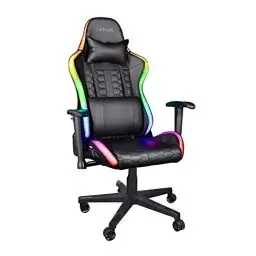Produktbild: Trust Gaming GXT 716 Rizza Gaming Stuhl mit RGB LED-Beleuchtung, 350 Farben und Effekten, Höhenverstellbare Armlehnen, Rundum Drehbar, Ergonomischer Bürostuhl, Gamer Stuhl - Schwarz