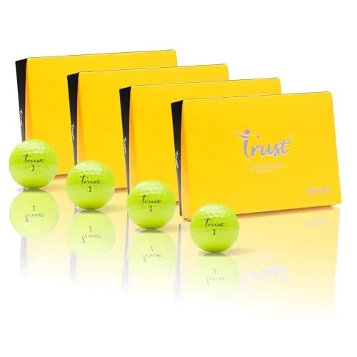 Produktbild: Trust Golfbälle Aurora - Auffällige Golfbälle, Weit und Gerade Fliegend, hohe Flugstabilität und Stoppkraft, Kristall-Urethan, Tour-Qualität, 3-Piece Dynamischer Kern, 48 Bälle, Aurora-Gelb